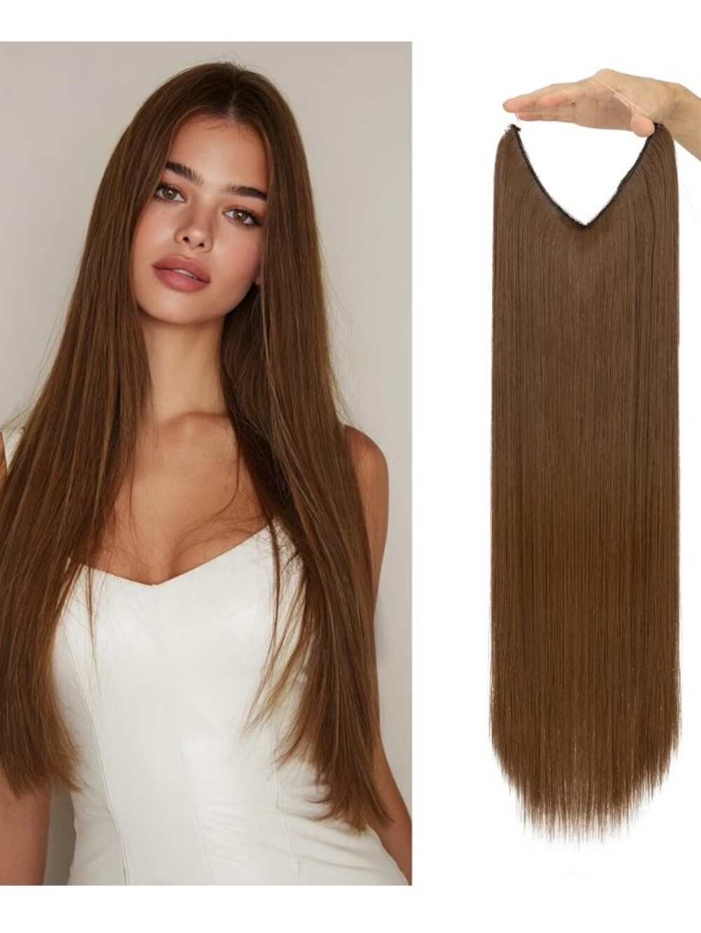 24 Inch Invisibie Wire Hair Extensions Long Straight